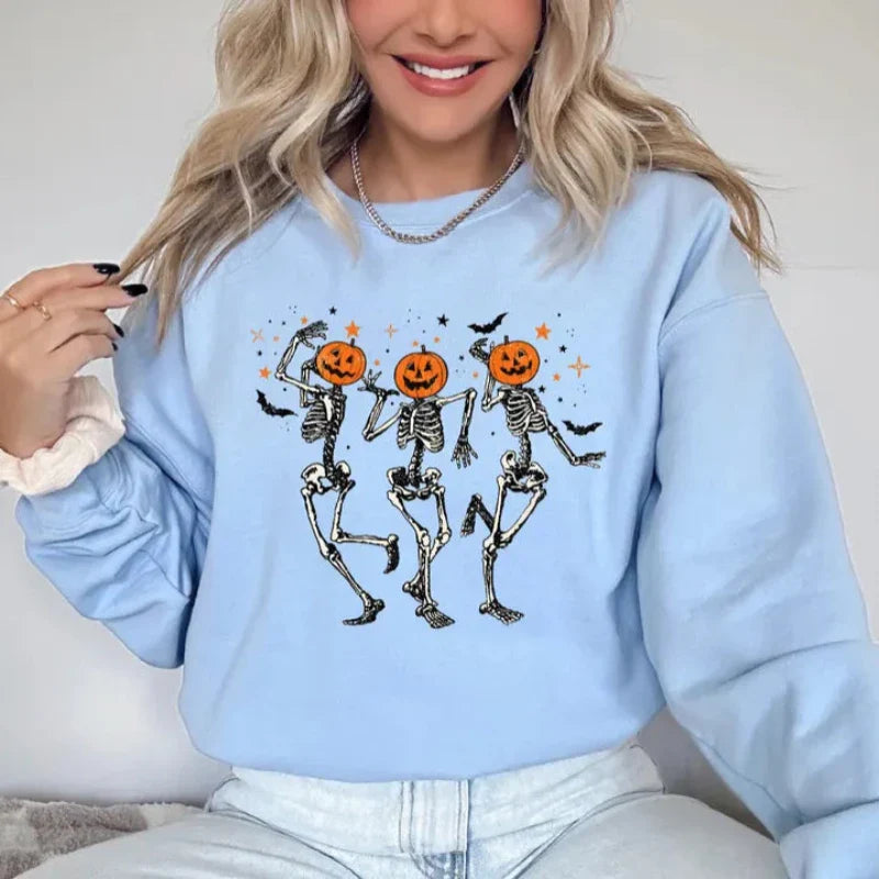 Bequeme Sweatshirts mit Halloween-Kürbistanz-Aufdruck