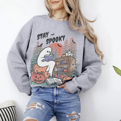 Bequemes Sweatshirt mit Halloween-Lesebuch-Aufdruck