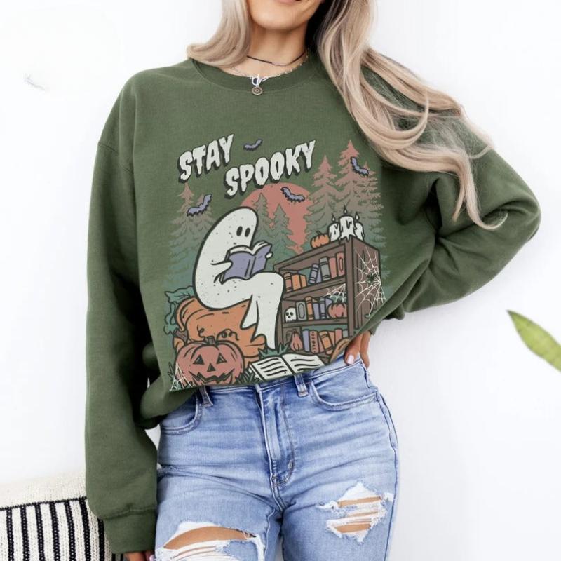 Bequemes Sweatshirt mit Halloween-Lesebuch-Aufdruck