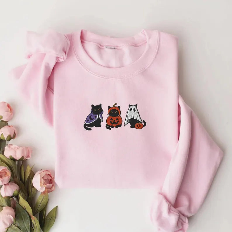 Halloween Themed Comfy Embroidered Sweatshirts