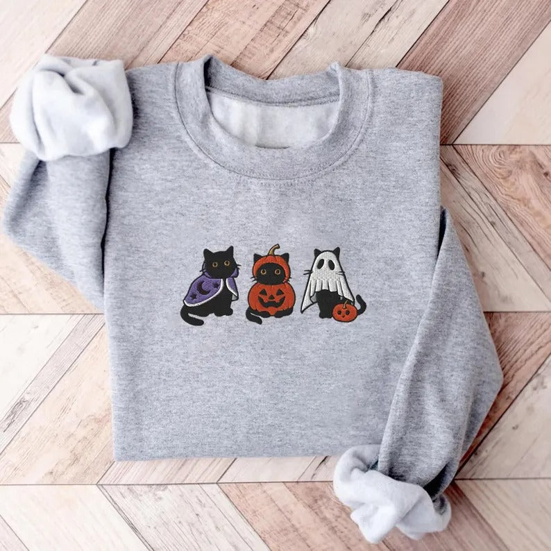 Halloween Themed Comfy Embroidered Sweatshirts