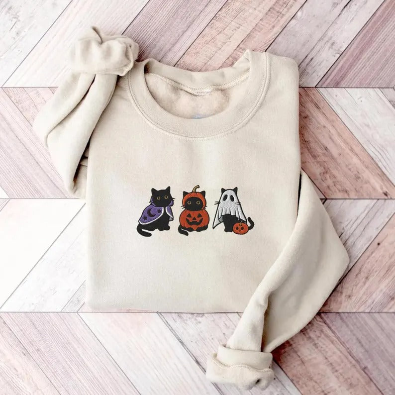 Sudaderas bordadas cómodas con temática de Halloween