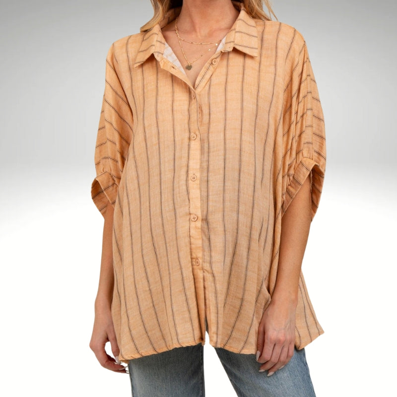 Minimalist Striped Design Collared Shirt