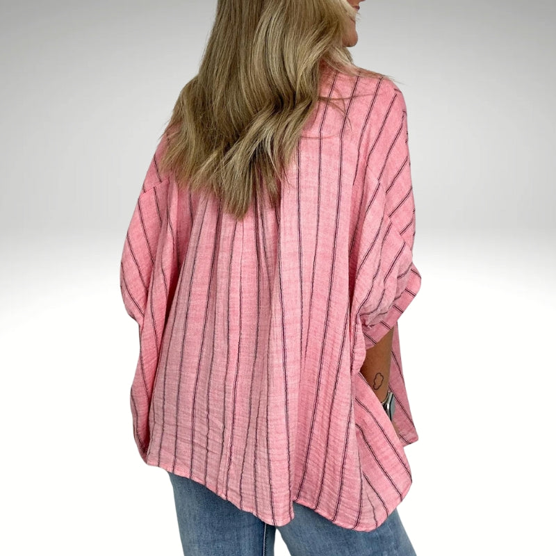 Minimalist Striped Design Collared Shirt