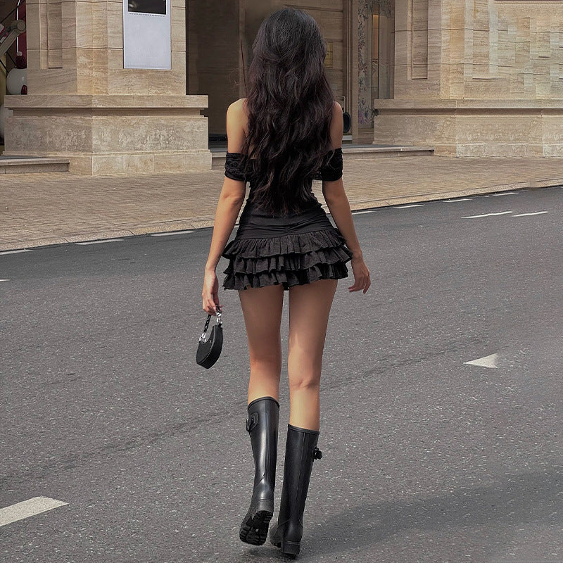 Bandeau Top Ruffle Mini Dress