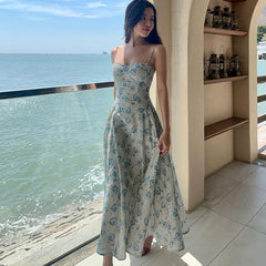 Sweet Style Slim Floral Suspender Dress
