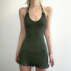 Halter Neck Ruffled Mini Dress