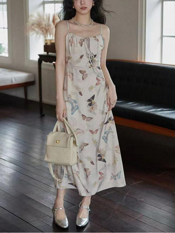 Forest-Style Fitted Halter Dress