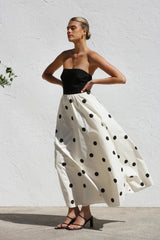 Polka dot print patchwork wrap dress