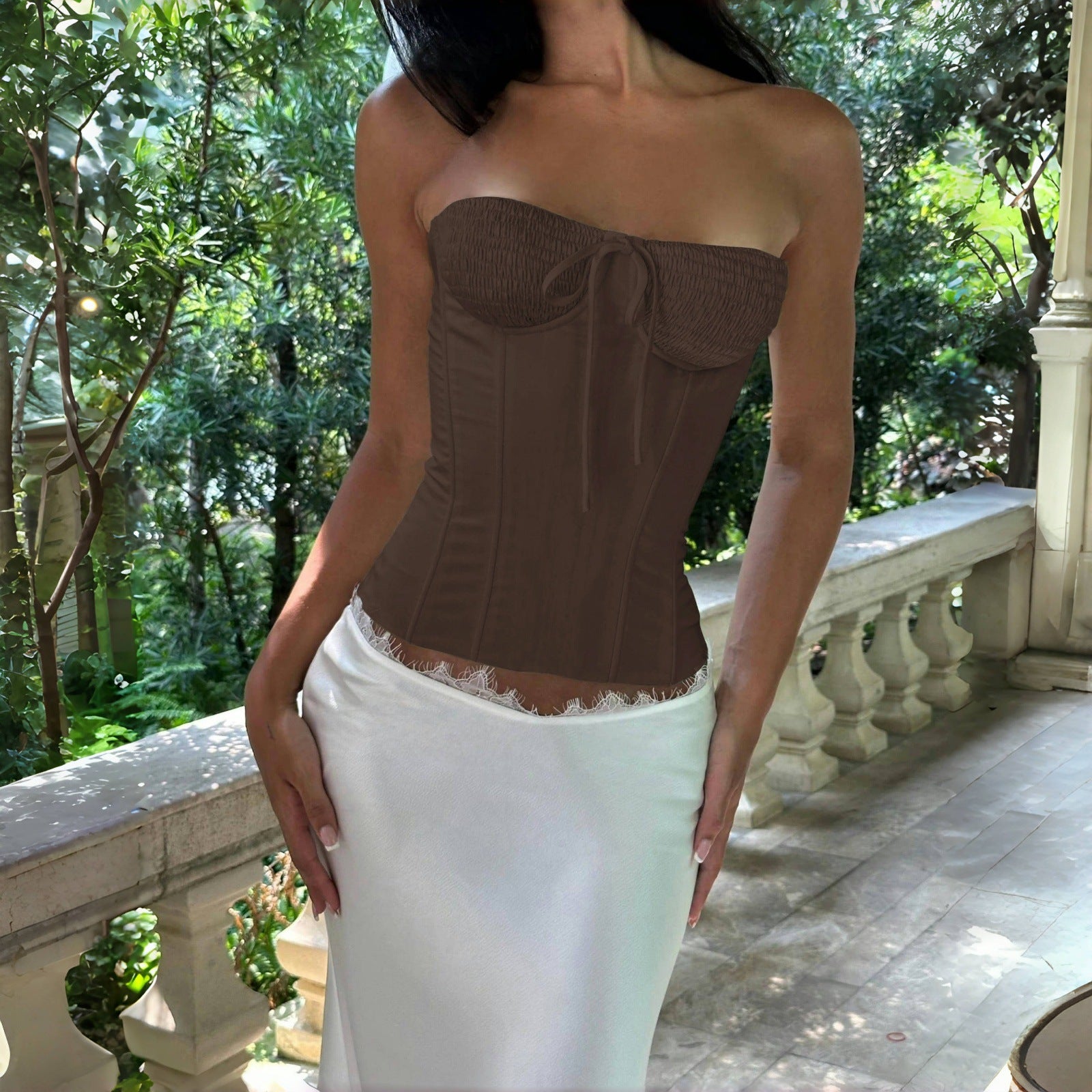 Solid Color Backless Tube Top With
