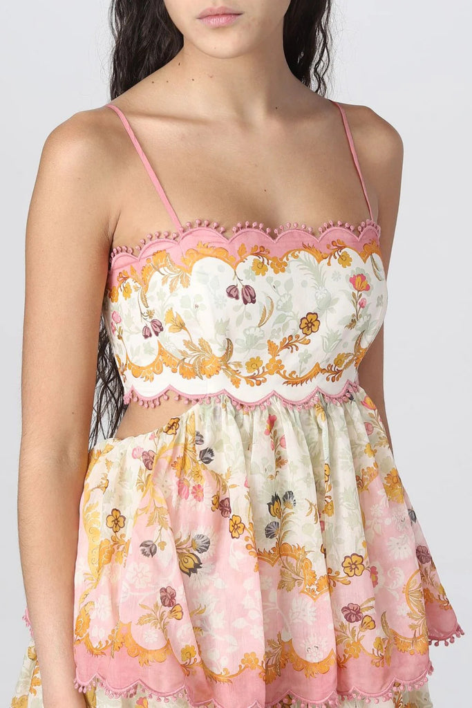 ワンピース Lace Trimmed Floral Dress mauve pink M O1CN01b4Pckg28SS3zgBwdp__22158