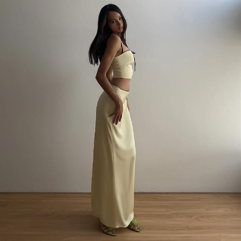 Camisole Lace Maxi Skirt Suit