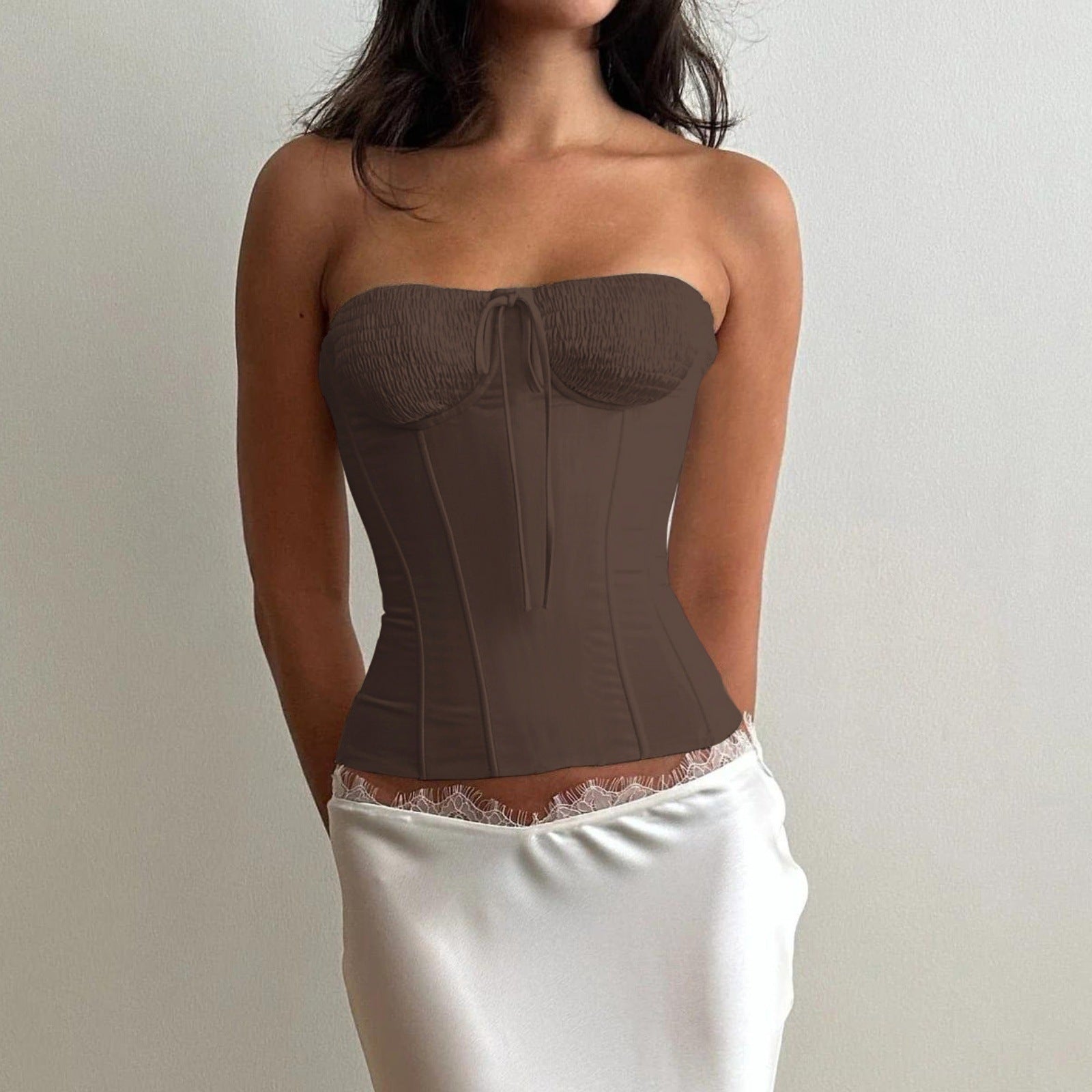 Solid Color Backless Tube Top With