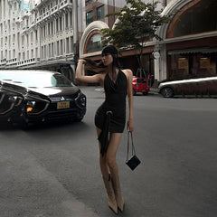 High Waist Slim Fit Halter Neck Dress
