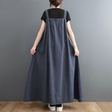 Pause The Moment Denim Round Neck Salopette Dress