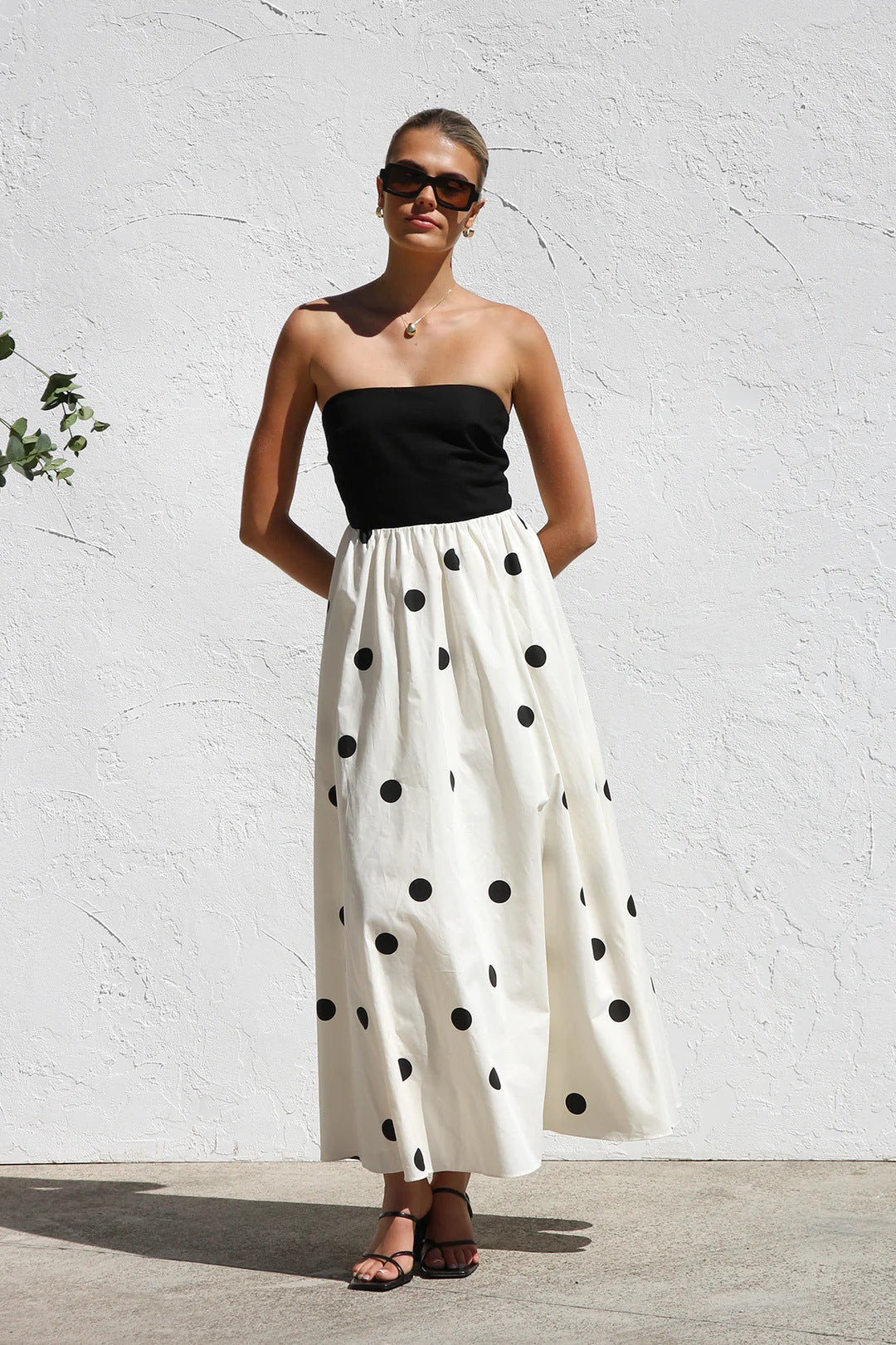 Patchwork-Wickelkleid mit Polka Dot-Print