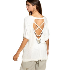 Open Back Detail Textured Knit Top