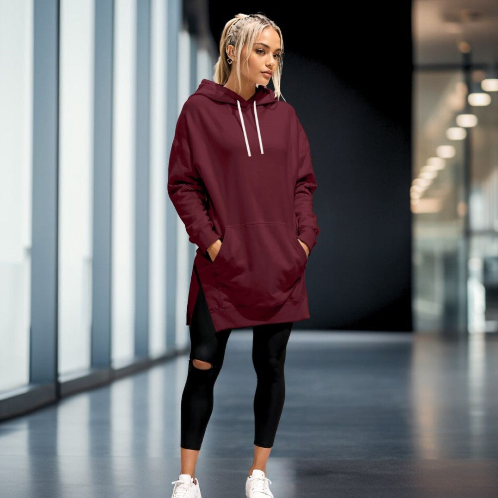 Übergroßes weiches Hoodiekleid 