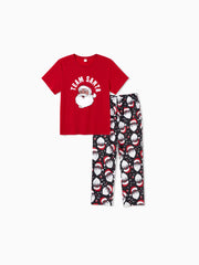 Conjunto de pijama familiar a juego con gráfico de Papá Noel