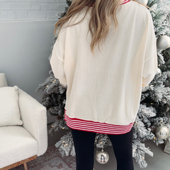 Pullover-Outfit mit Weihnachtsmann-Streifenmuster 