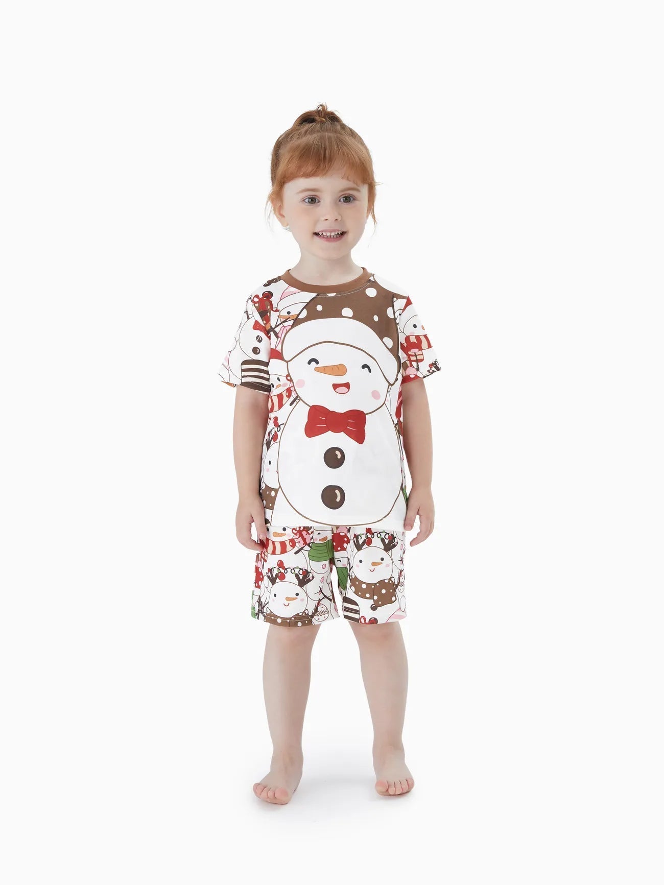 Passendes Familien-Pyjama-Set mit Schneemann-Print