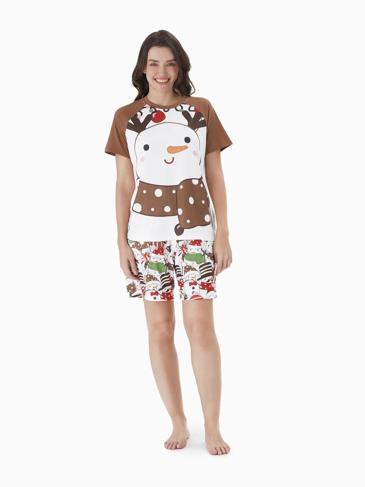 Passendes Familien-Pyjama-Set mit Schneemann-Print