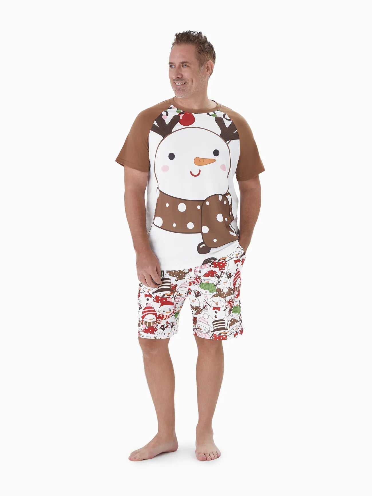 Passendes Familien-Pyjama-Set mit Schneemann-Print