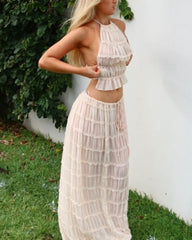 Stunning Layered Crop Top And Maxi Skirt Set