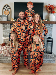 Conjunto de pijama familiar a juego con diseño de calabaza para Halloween 