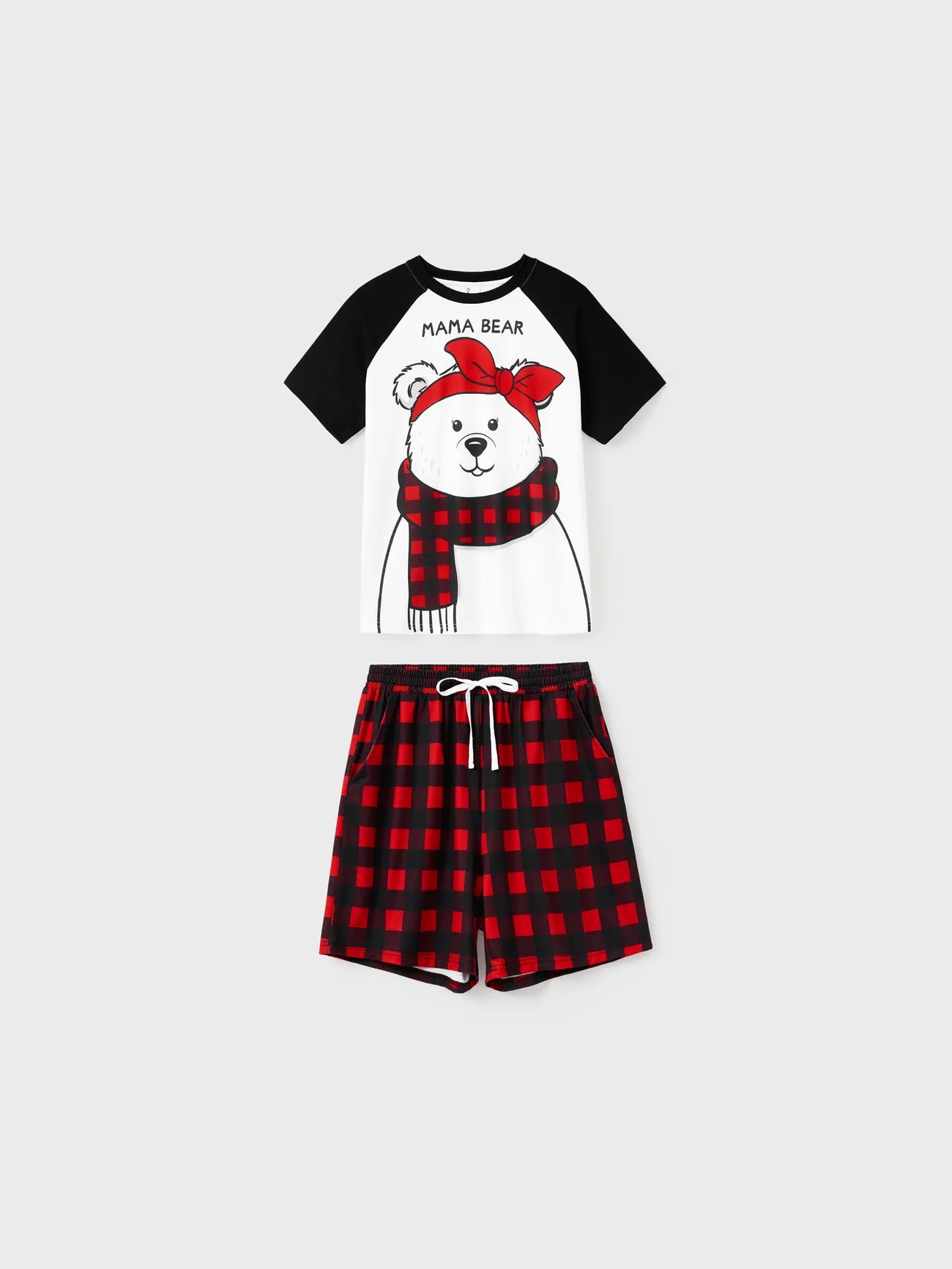 Passendes Familien-Shorts-Set mit Weihnachtsbär-Raglan