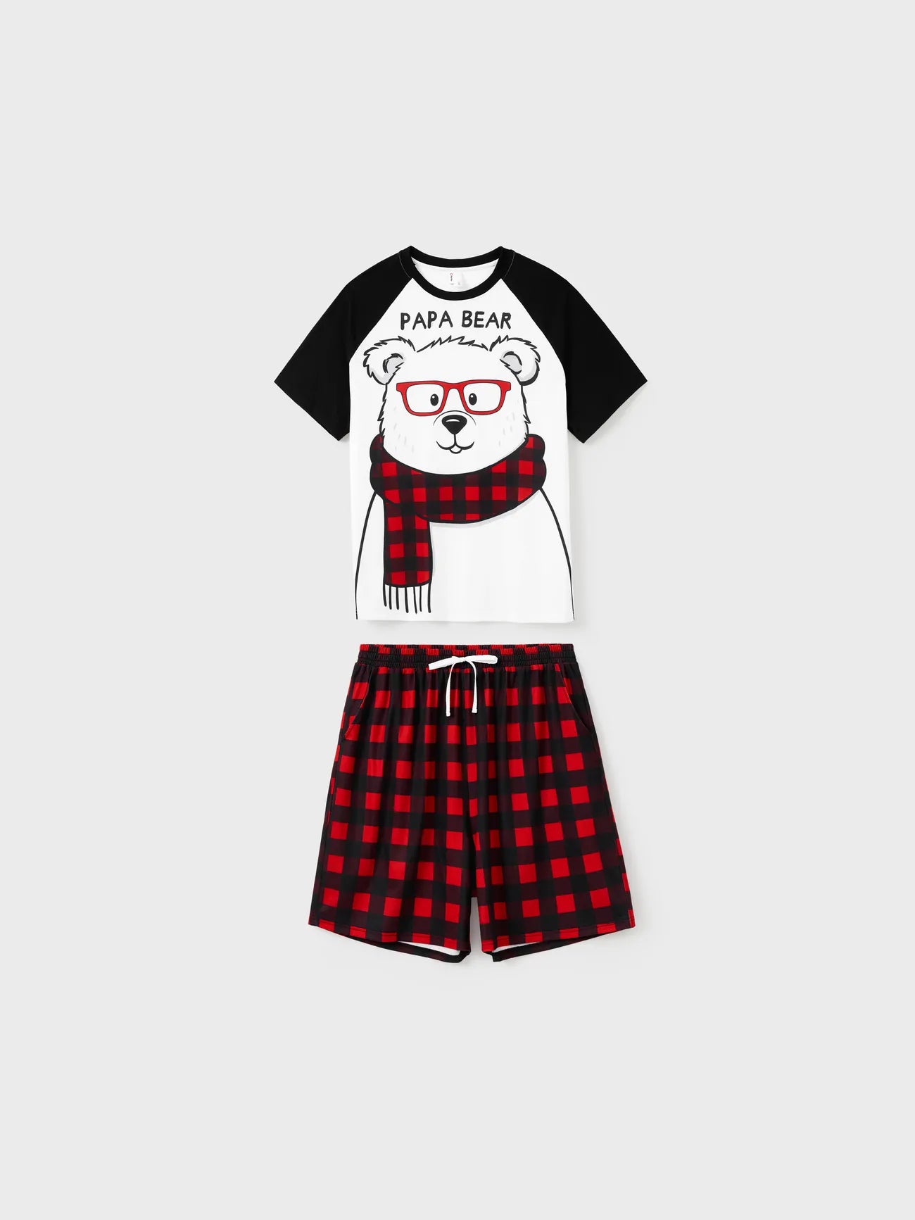 Passendes Familien-Shorts-Set mit Weihnachtsbär-Raglan