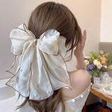 Big Lace White High-grade Hair Accessories Female Back Head Spring Clip Headdress