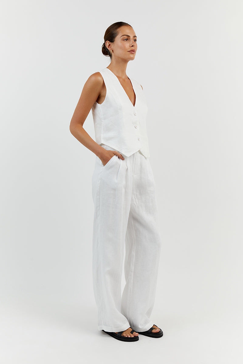 Sleeveless Linen Vest Pant Set