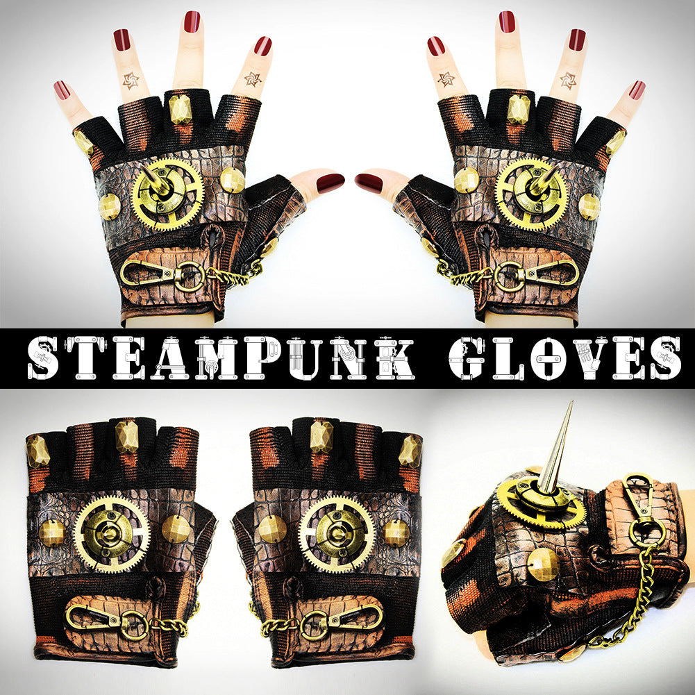 Steampunk Rock Lokomotive Halbfingerhandschuhe Outdoor