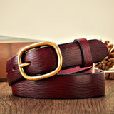 2.8CM Genuine Cowhide Leather Belt with Copper Buckle