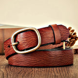 2.8CM Genuine Cowhide Leather Belt with Copper Buckle