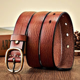 2.8CM Genuine Cowhide Leather Belt with Copper Buckle