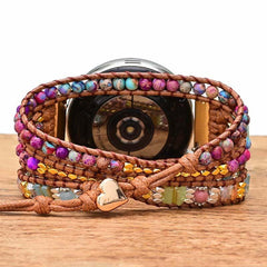 Boho Uhrenarmband mit gewebtem Steinperlenband