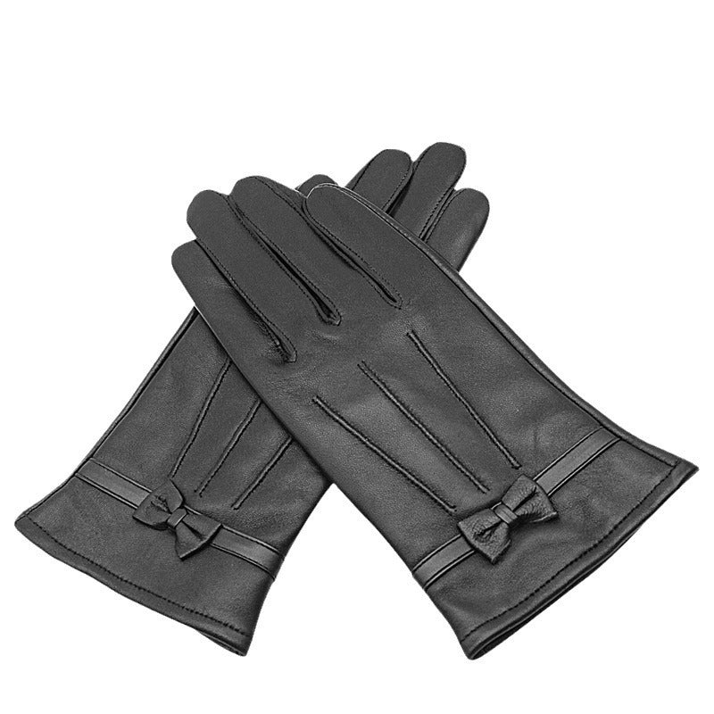 Autumn And Winter Leather Gloves Fleece-lined Thick Windproof Warm Touch Screen Sheepskin