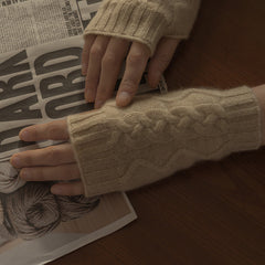 Guantes de cachemira de medio dedo para otoño e invierno