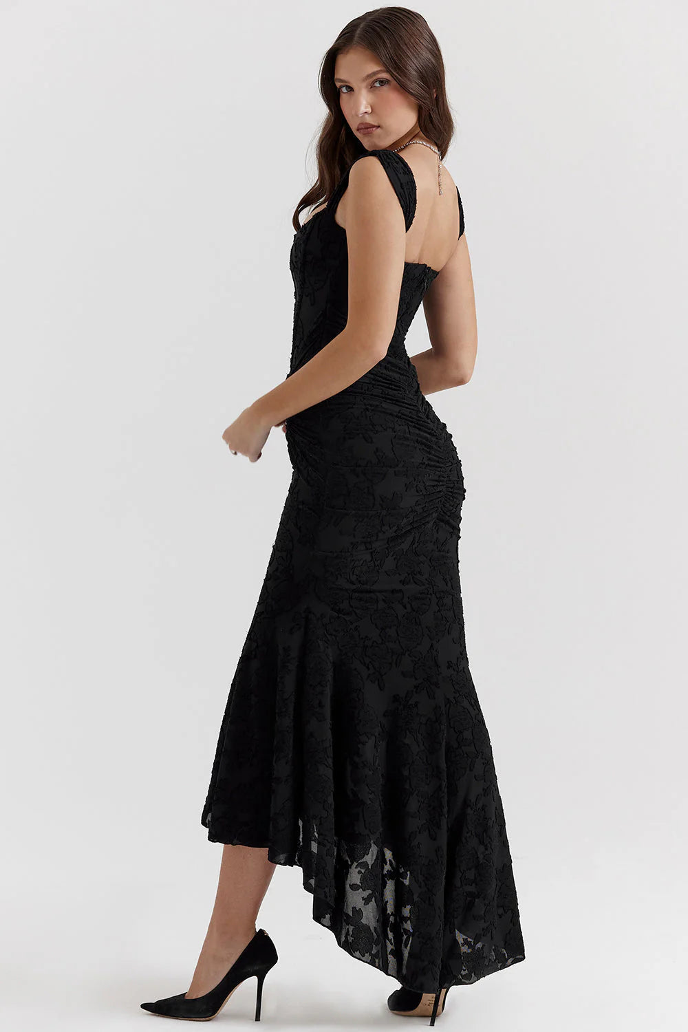 Floral Embroidered Lace Ruched Maxi Dress Emes Shop Floral Embroidered Lace Ruched Maxi Dress Emes Shop