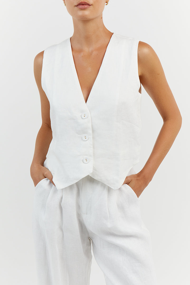 Sleeveless Linen Vest Pant Set