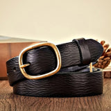 2.8CM Genuine Cowhide Leather Belt with Copper Buckle