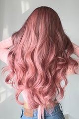 Wave Synthetic Long Wigs in Pink 26''