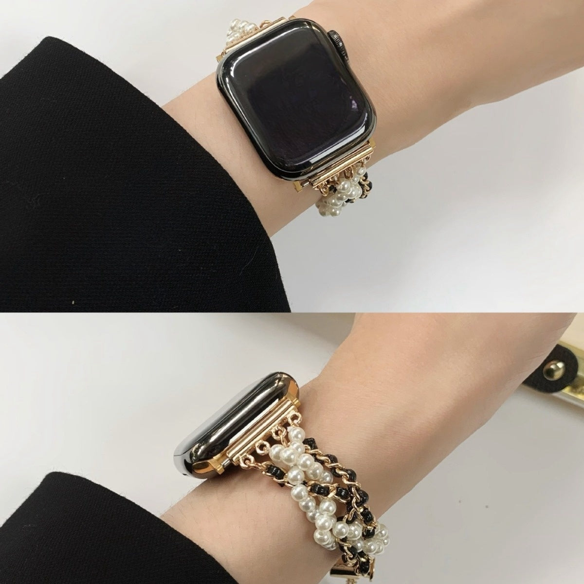 Casual Classic Style Leather Fabric Pearl Chain