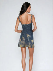 Celestial Charm Midnight Sparkle Mini Dress