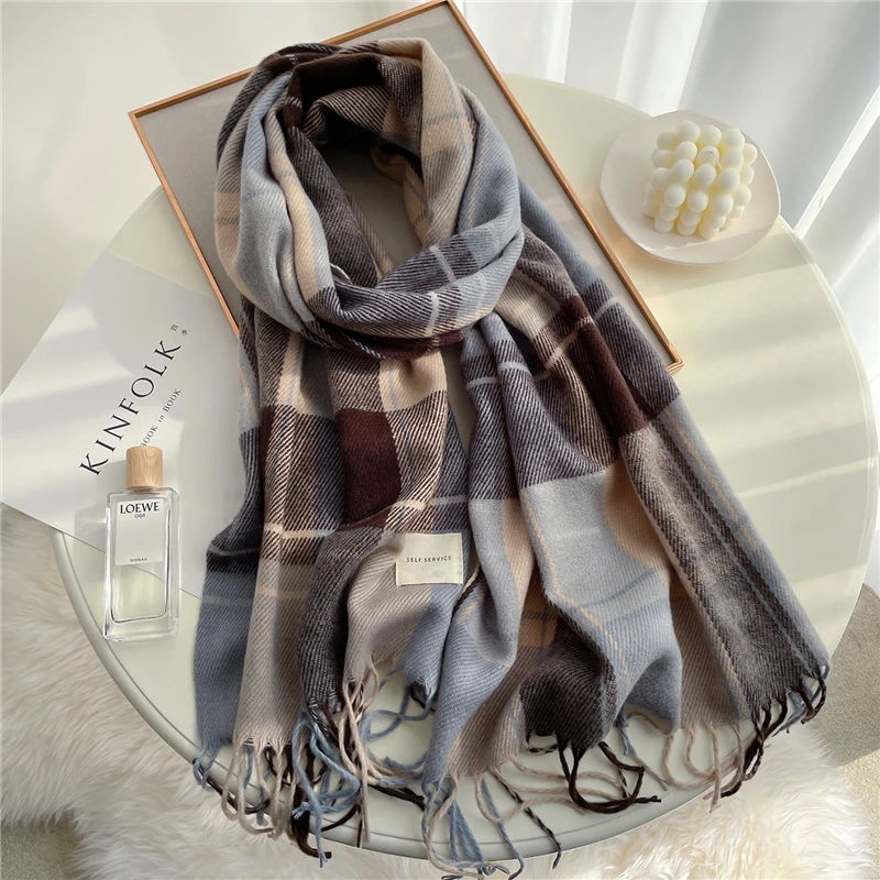 Elegant Cashmere-Feel Pashmina Shawl Wrap with Tassel