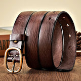 2.8CM Genuine Cowhide Leather Belt with Copper Buckle