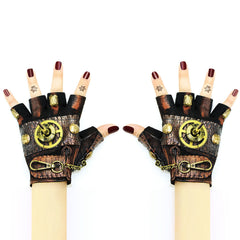 Steampunk Rock Locomotive Half Finger Gloves Outdoor