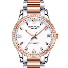 Reloj mecánico luminoso para mujer con diamantes incrustados